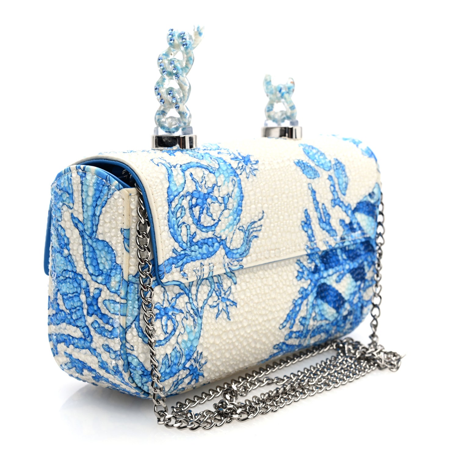Versace Satin Crystal Barocco Underwater Medusa Mini Bag White Blue 3 of 10