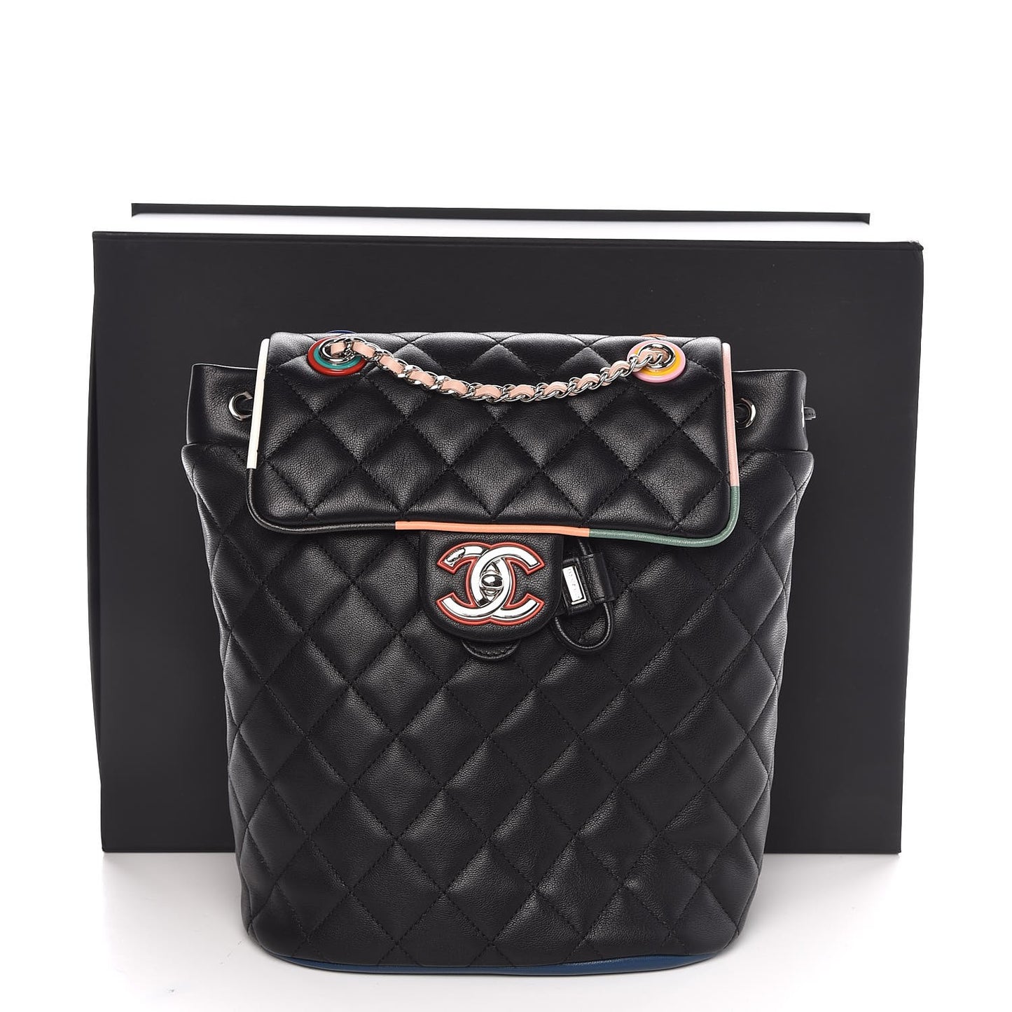 Lambskin Quilted Large Cuba Urban Spirit Backpack Black