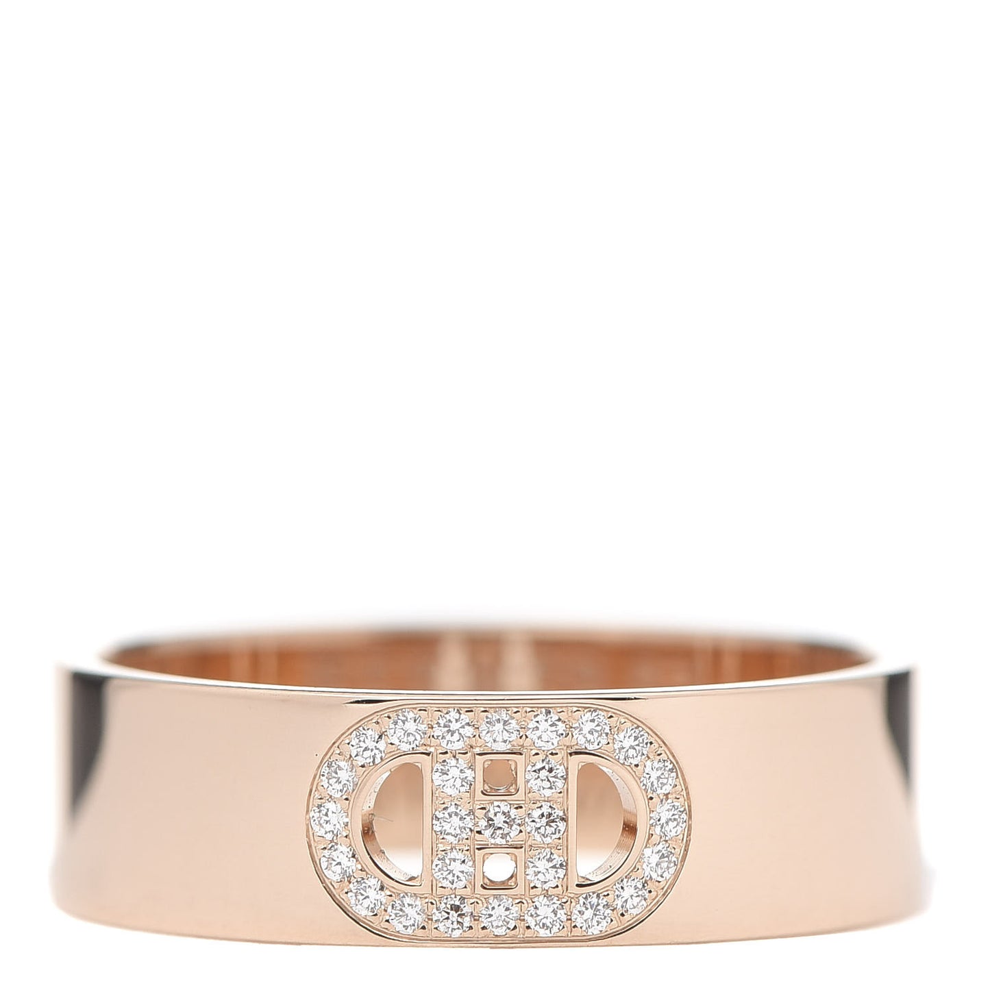 18K Rose Gold Diamond PM H D'Ancre Ring 53 6.25