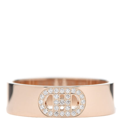 Hermes 18K Rose Gold Diamond PM H D'Ancre Ring 53 6.25 1 of 5