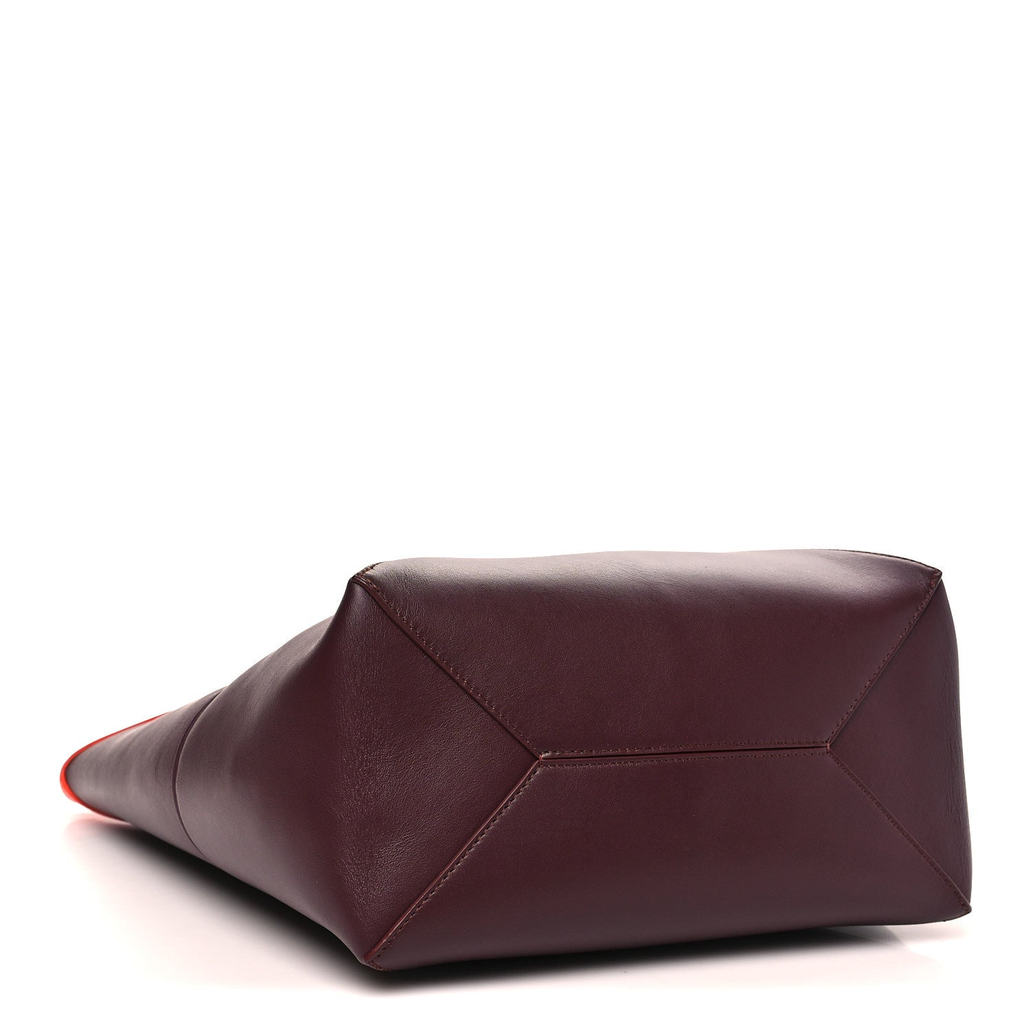 Loewe Shiny Calfskin Medium Puzzle Fold Tote Burgundy Orange 3 of 8