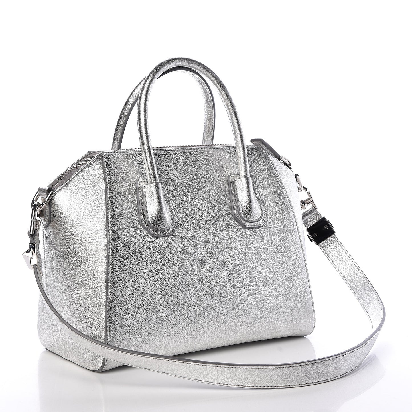 Metallic Sugar Goatskin Small Antigona Silver