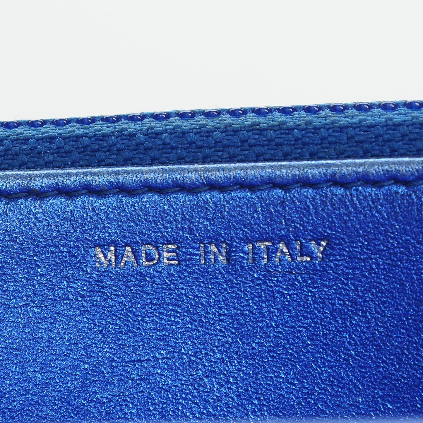 Metallic Patent Calfskin Quilted Boy Wallet On Chain WOC Blue