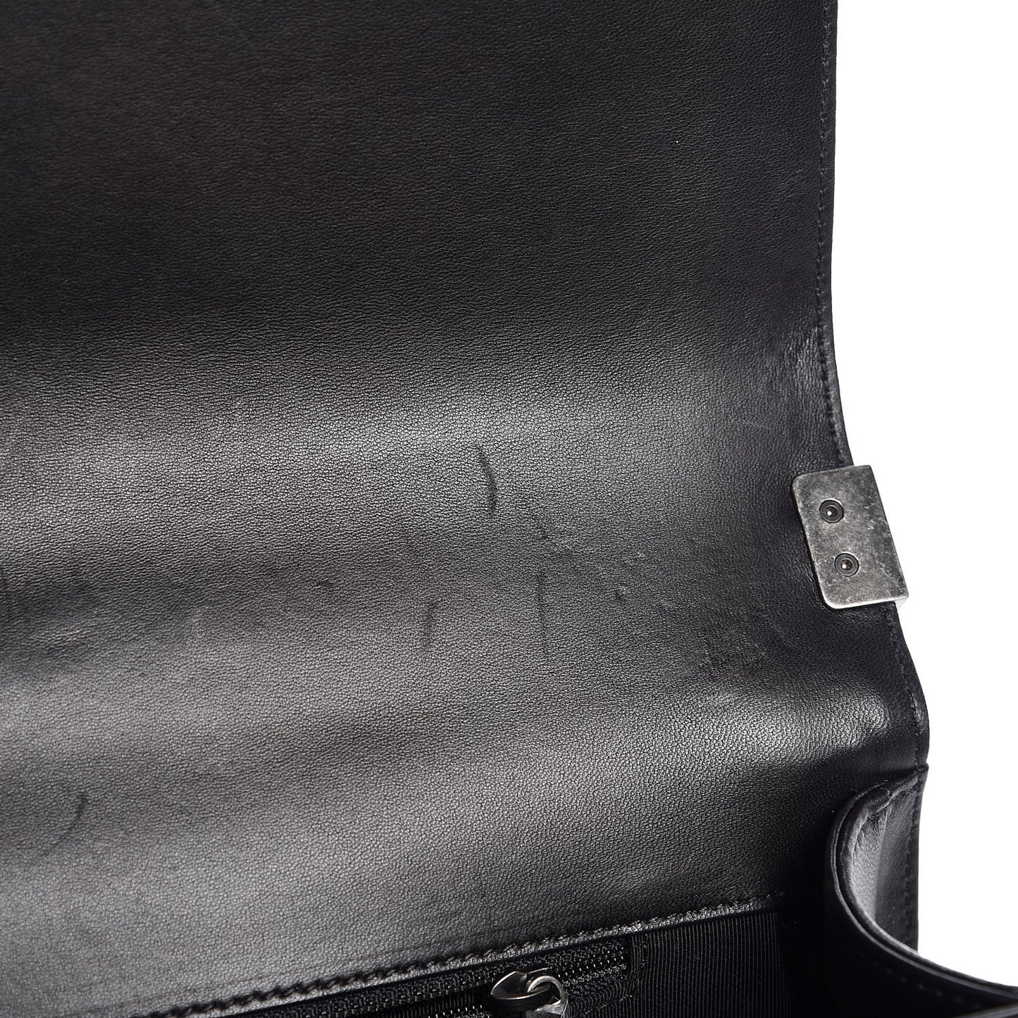 Lambskin Quilted Large Boy Flap Black