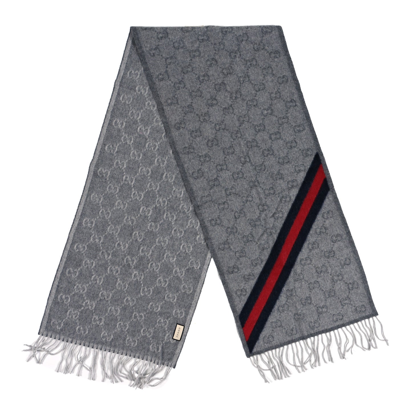 Wool Angora Monogram Web New Nikky Scarf Zinc Blue