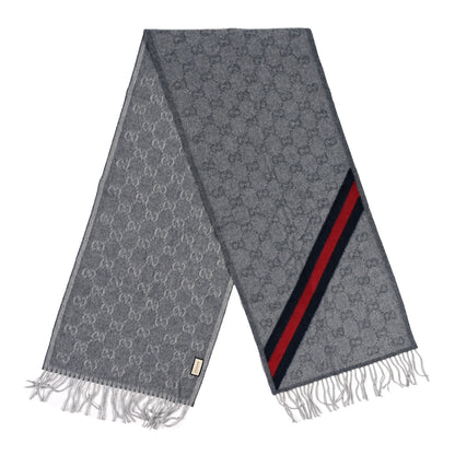 Gucci Wool Angora Monogram Web New Nikky Scarf Zinc Blue 2 of 4