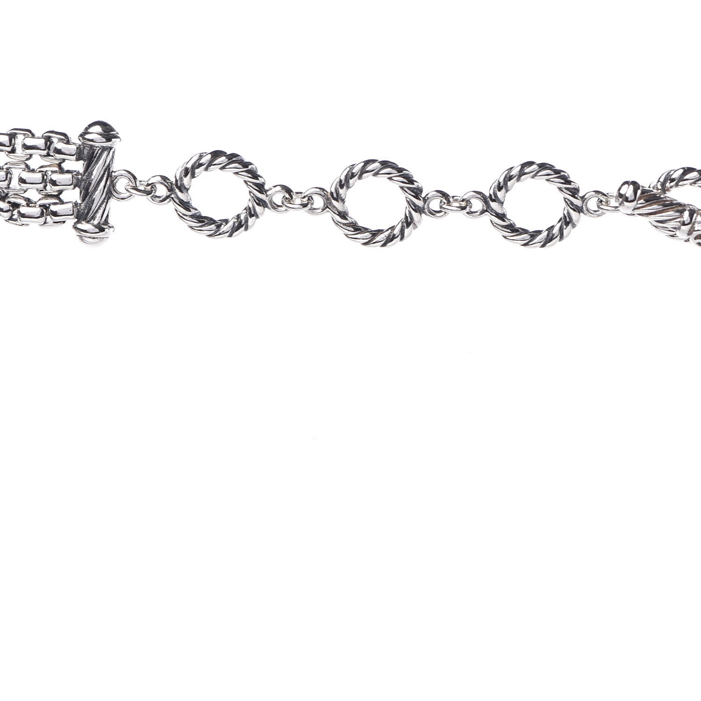 Sterling Silver Box Chain Three Strand Necklace
