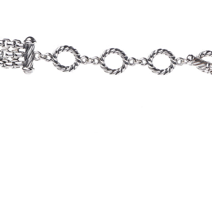 David Yurman Sterling Silver Box Chain Three Strand Necklace 4 of 6
