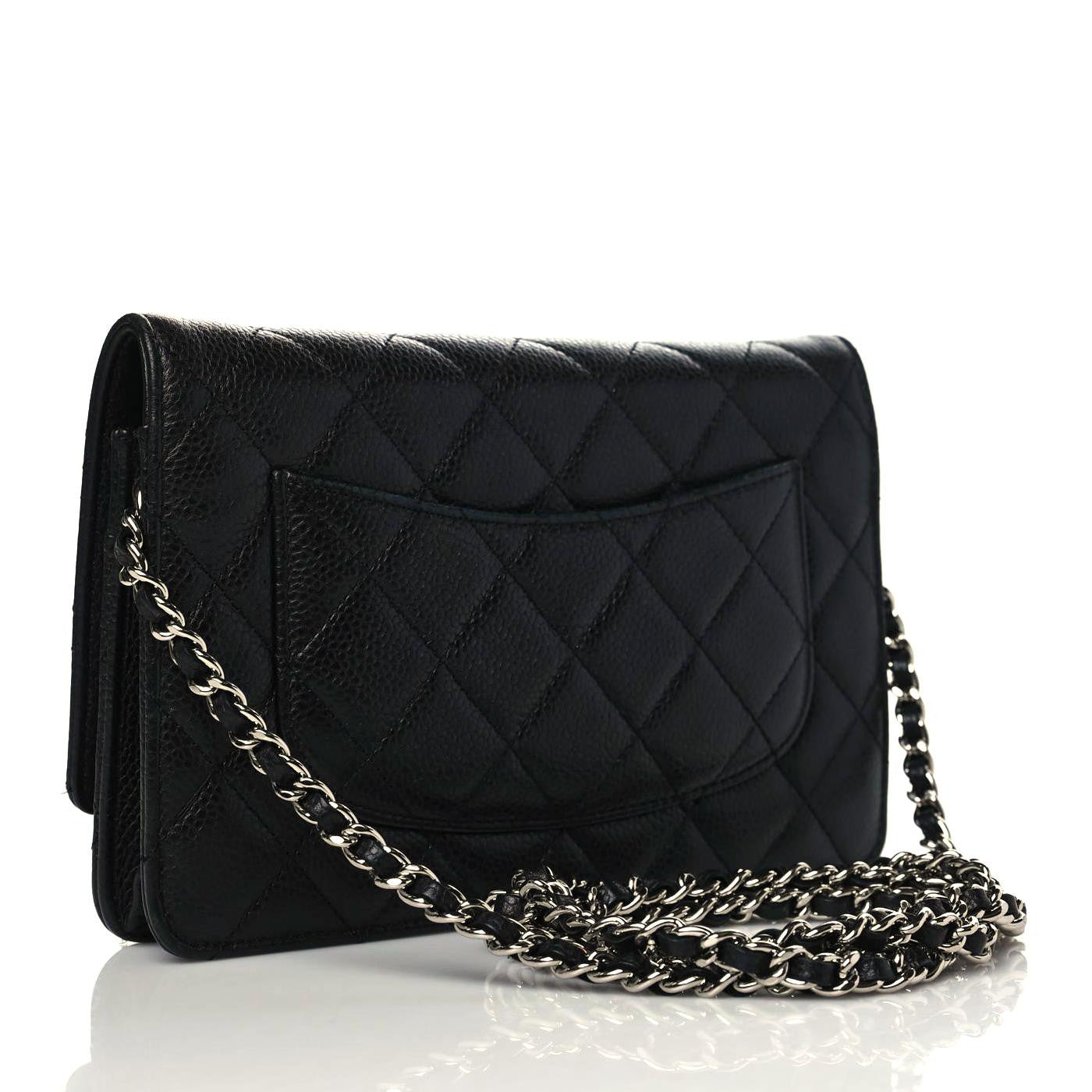 Caviar Quilted Wallet On Chain WOC Black