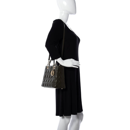 Christian Dior Lambskin Cannage Medium Lady Dior Olive Green 2 of 12