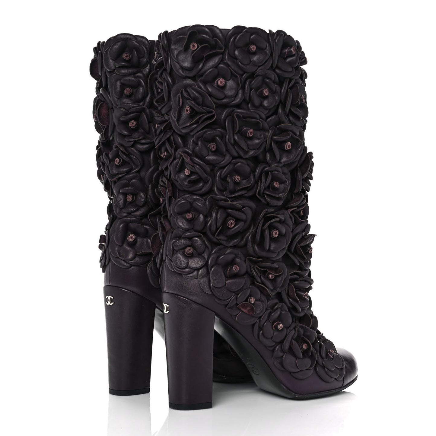 Calfskin Camellia Boots 40 Bordeaux