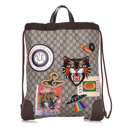 Gucci Soft GG Supreme Monogram Courrier Drawstring Backpack 1 of 9