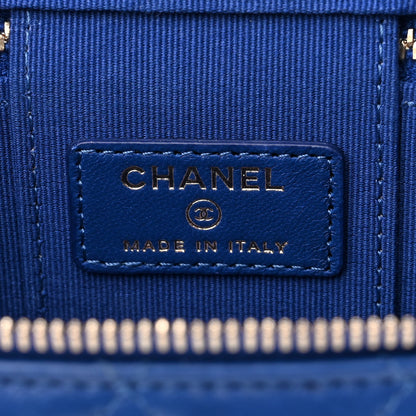 Chanel Lambskin Quilted Top Handle Mini Vanity Case With Chain Blue 7 of 11