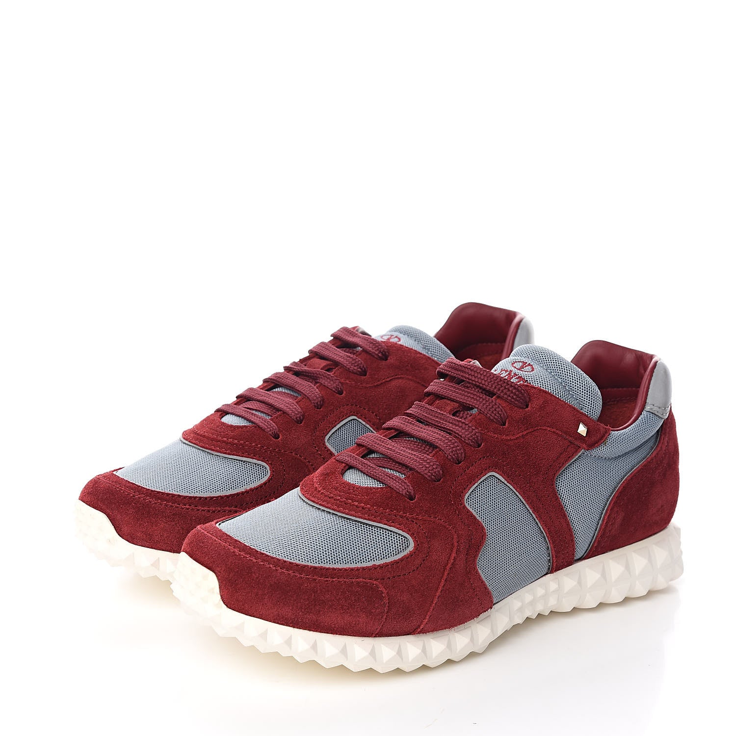 Valentino Garavani Suede Mesh Mens Soul AM Sneakers 40 Grey Sky Red 3 of 9