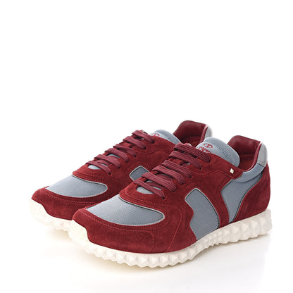 Valentino Garavani Suede Mesh Mens Soul AM Sneakers 40 Grey Sky Red 3 of 9