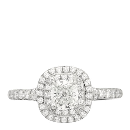 Tiffany Platinum Diamond .58ct Soleste Cushion Cut Double Halo Engagement Ring 53 6.25 1 of 3