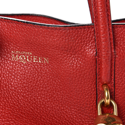 Alexander McQueen Pebbled Calfskin Small Skull Padlock Zip Around Tote Red 18 of 22