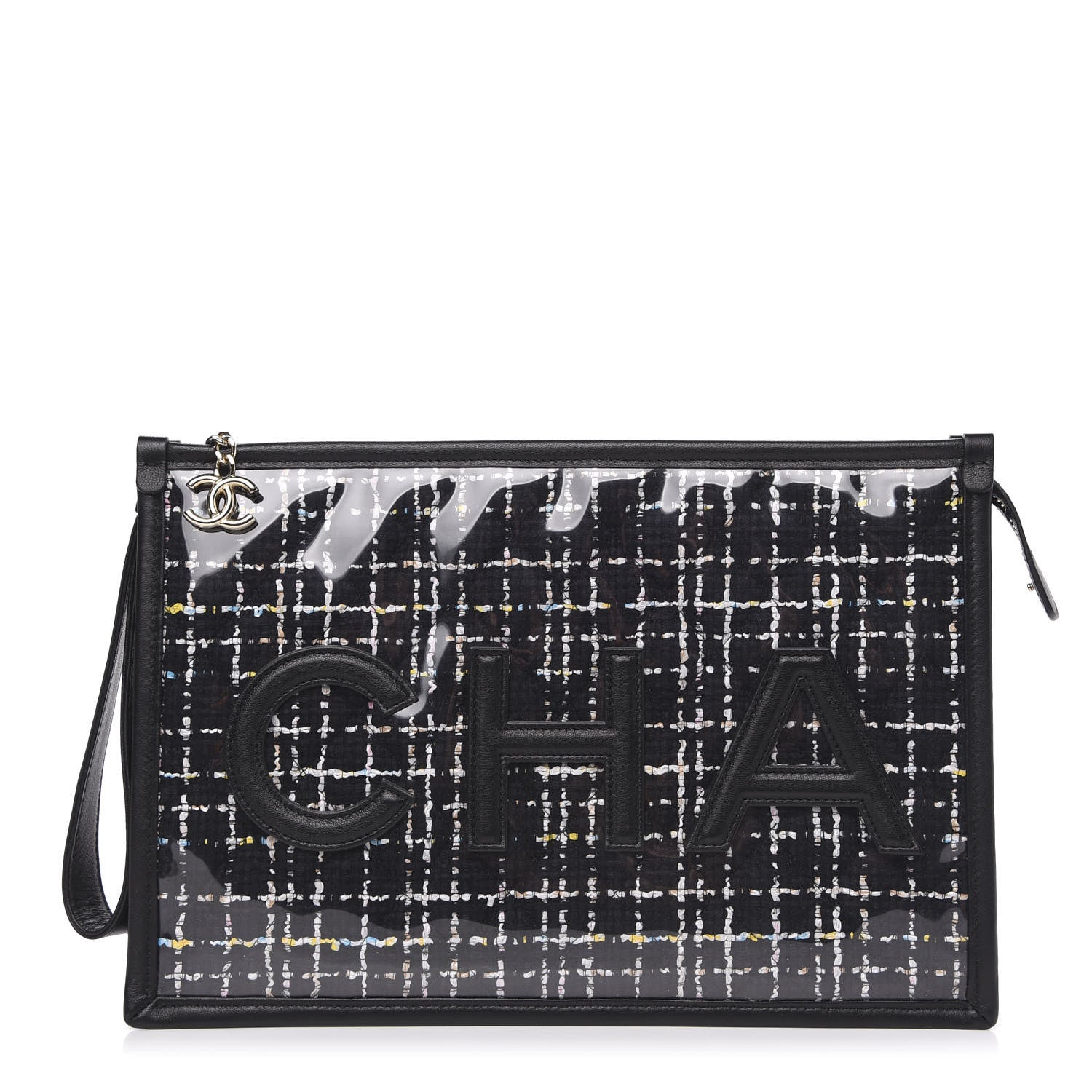 Chanel Tweed PVC Lambskin Large Pouch Black 1 of 10