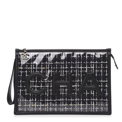 Chanel Tweed PVC Lambskin Large Pouch Black 1 of 10