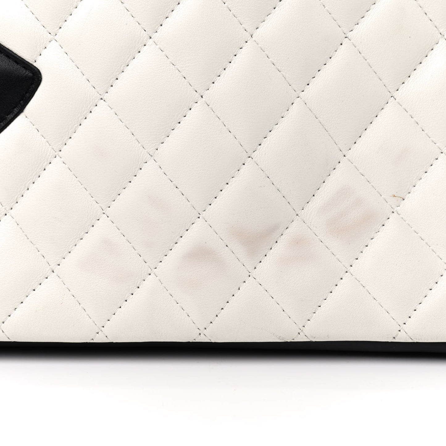 Calfskin Quilted Large Cambon Tote White Black