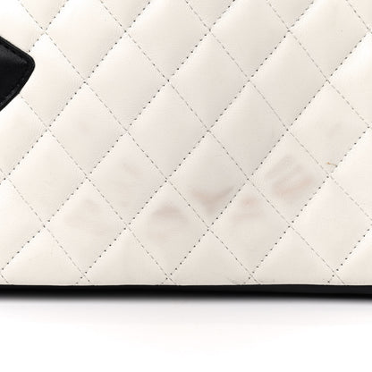 Chanel Calfskin Quilted Large Cambon Tote White Black 9 of 10