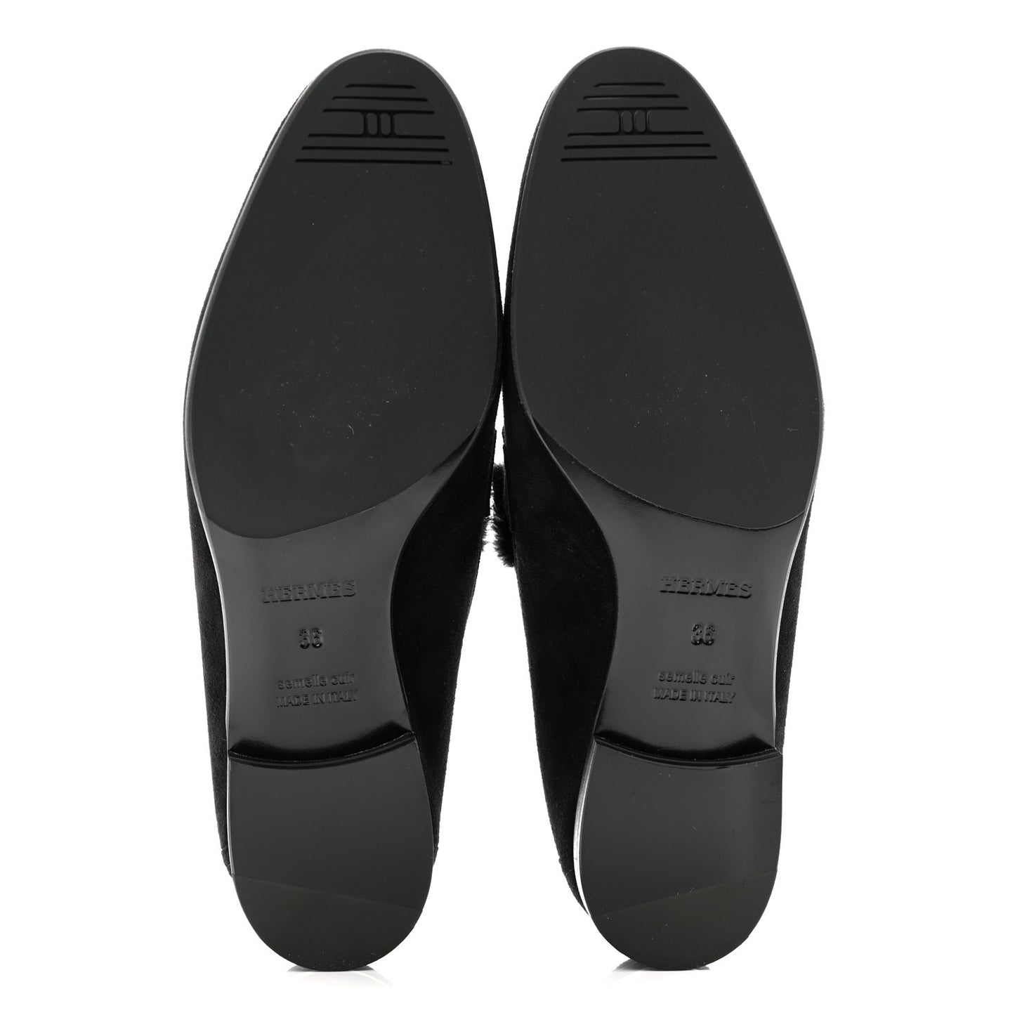 Mink Fur Suede Goatskin Paris Loafers 36 Black