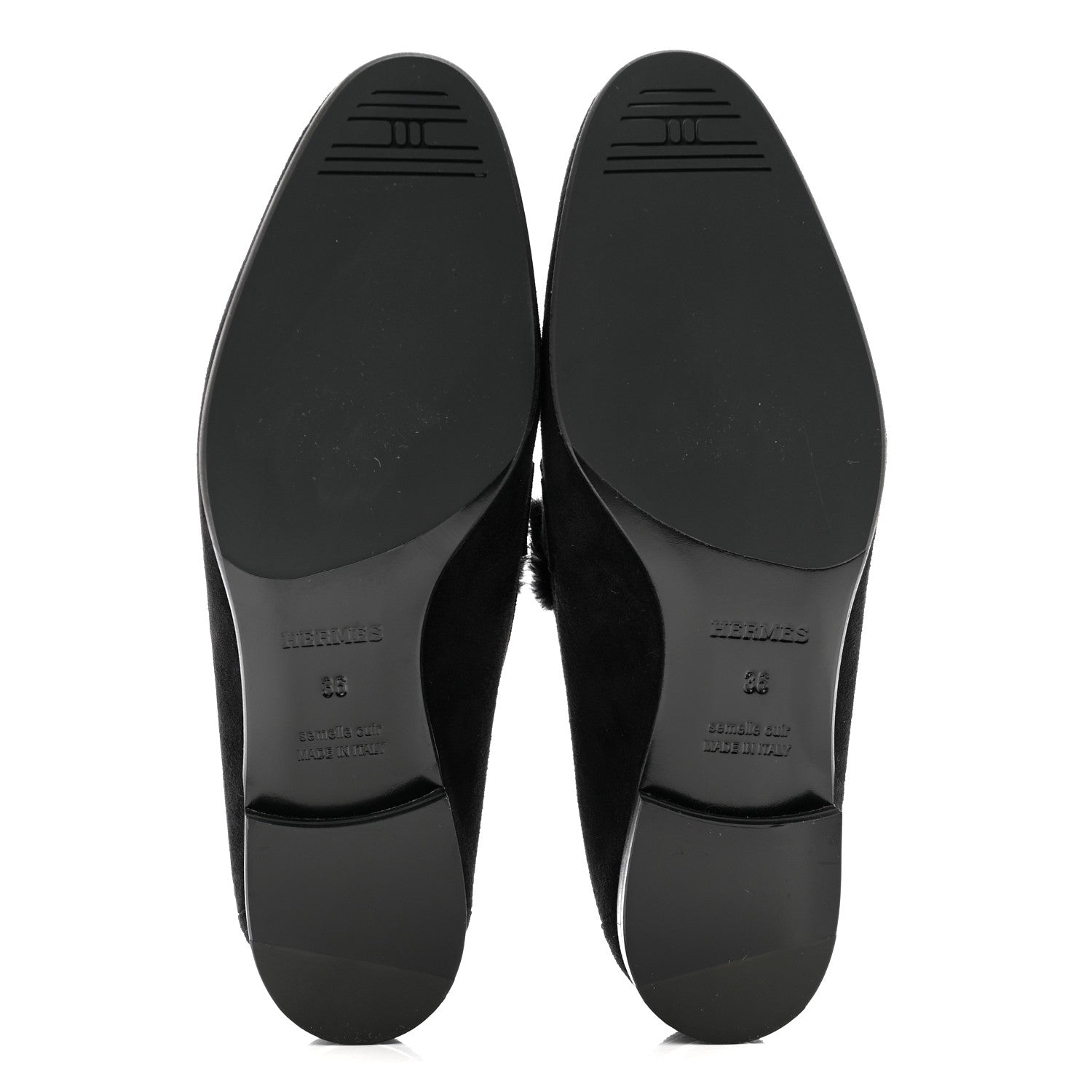 Hermes Mink Fur Suede Goatskin Paris Loafers 36 Black 7 of 9