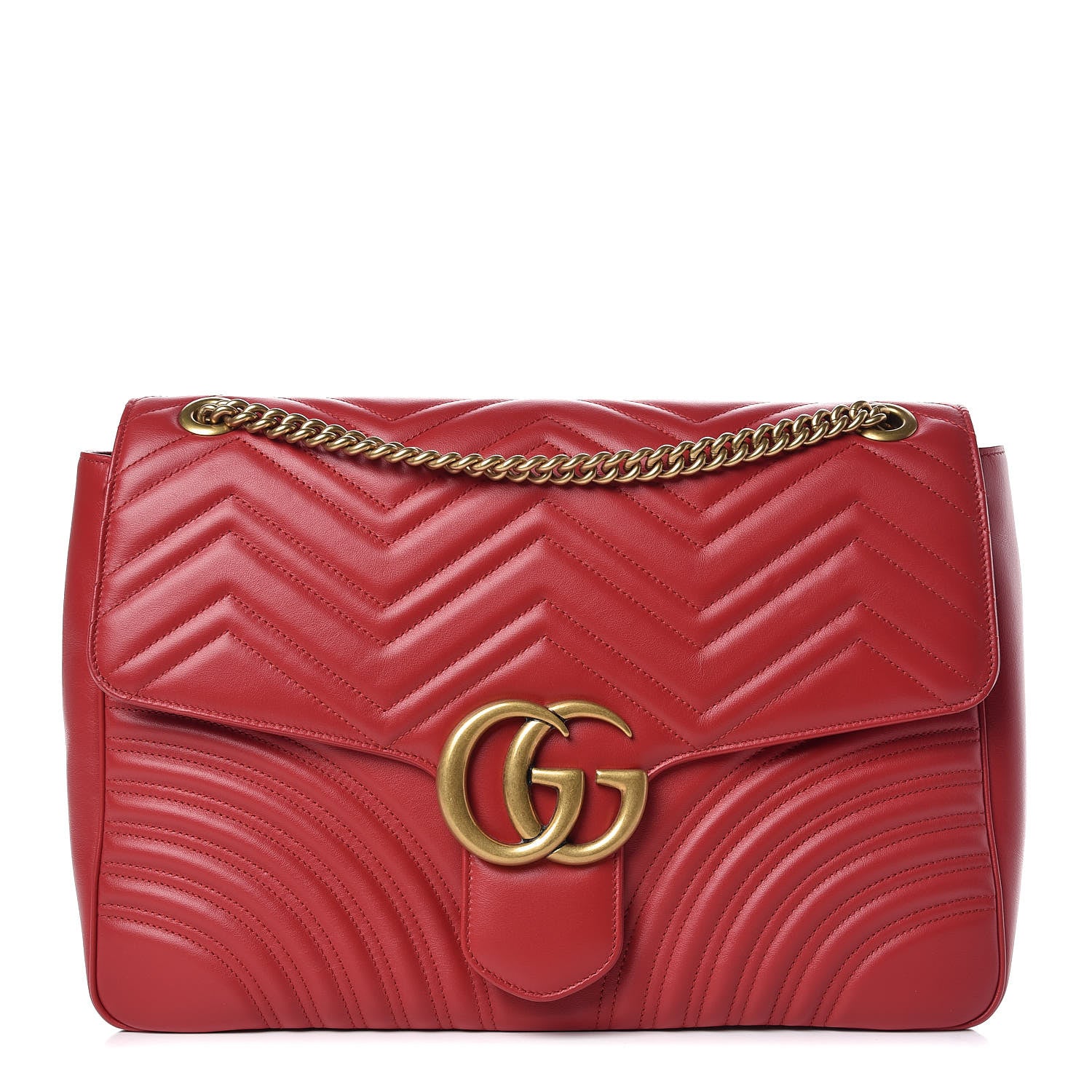 Gucci Calfskin Matelasse Large GG Marmont Shoulder Bag Hibiscus Red 1 of 9