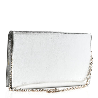 Saint Laurent Metallic Crinkled Calfskin Belle de Jour Chain Clutch Silver 3 of 9