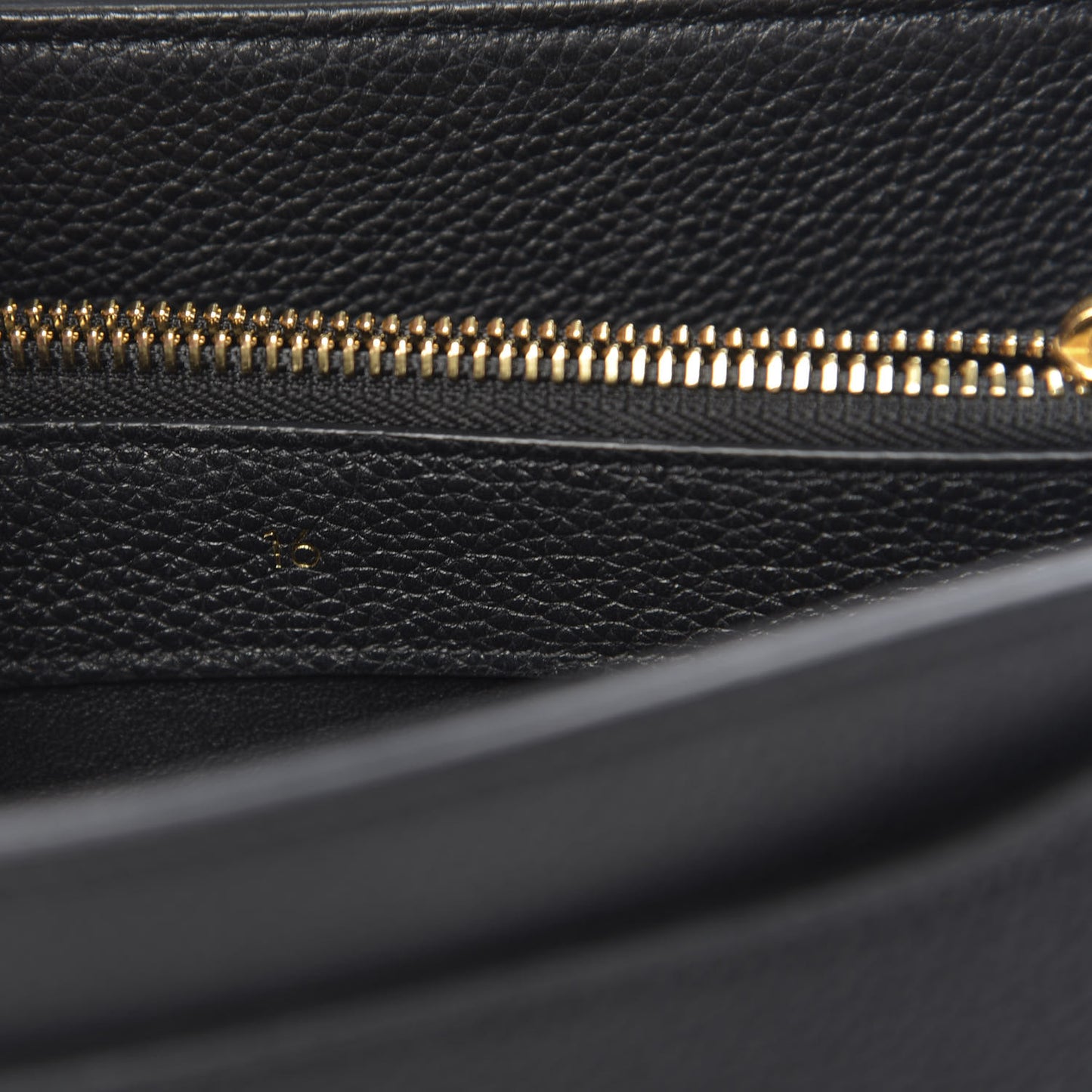 Grained Calfskin Small 16 Top Handle Bag Black