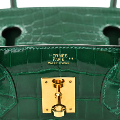 Hermes Shiny Niloticus Crocodile Birkin 30 Vert Emeraude 7 of 10