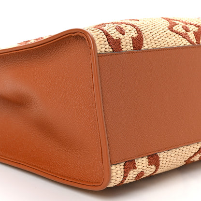 Louis Vuitton Raffia Calfskin Monogram Giant Onthego MM Tan 8 of 9