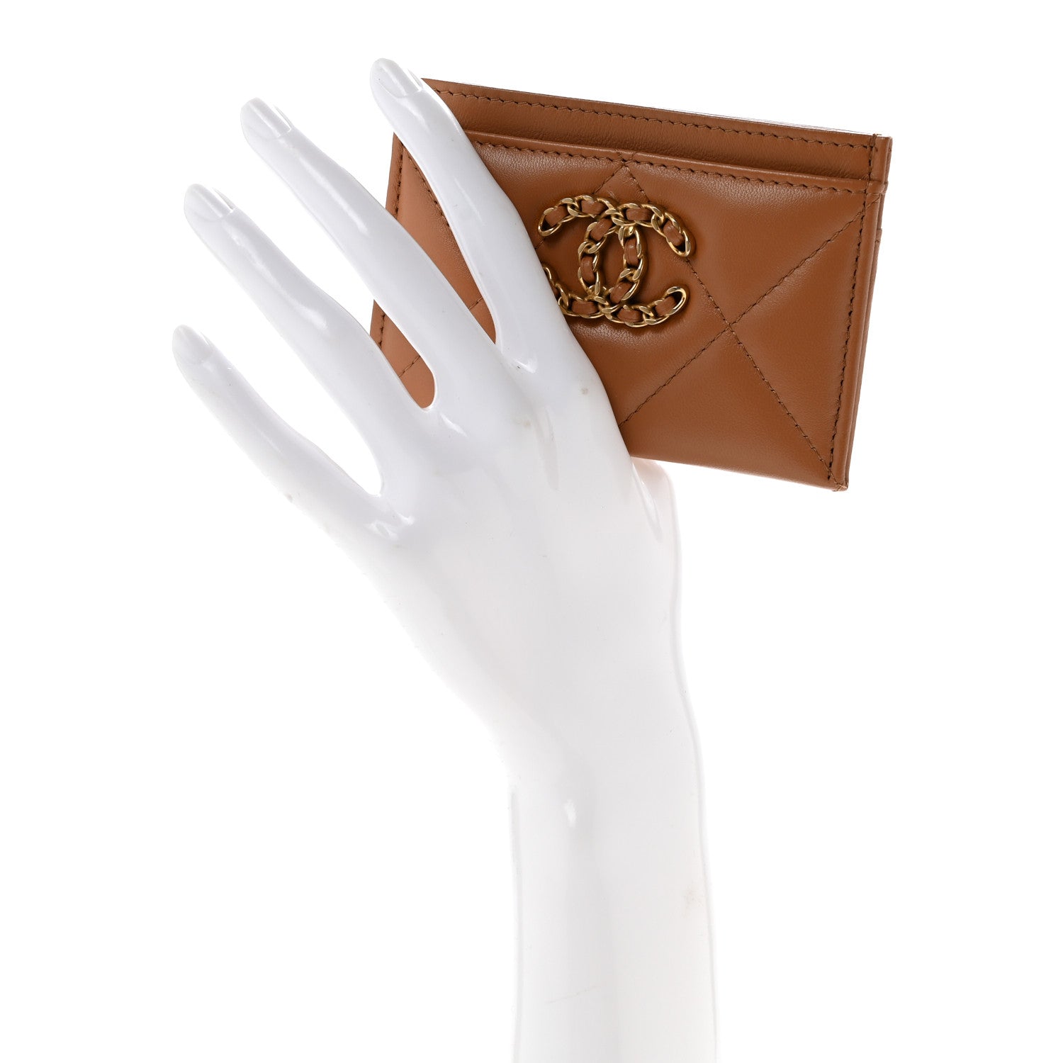 Chanel Lambskin Quilted Chanel 19 Card Holder Brown 2 of 9
