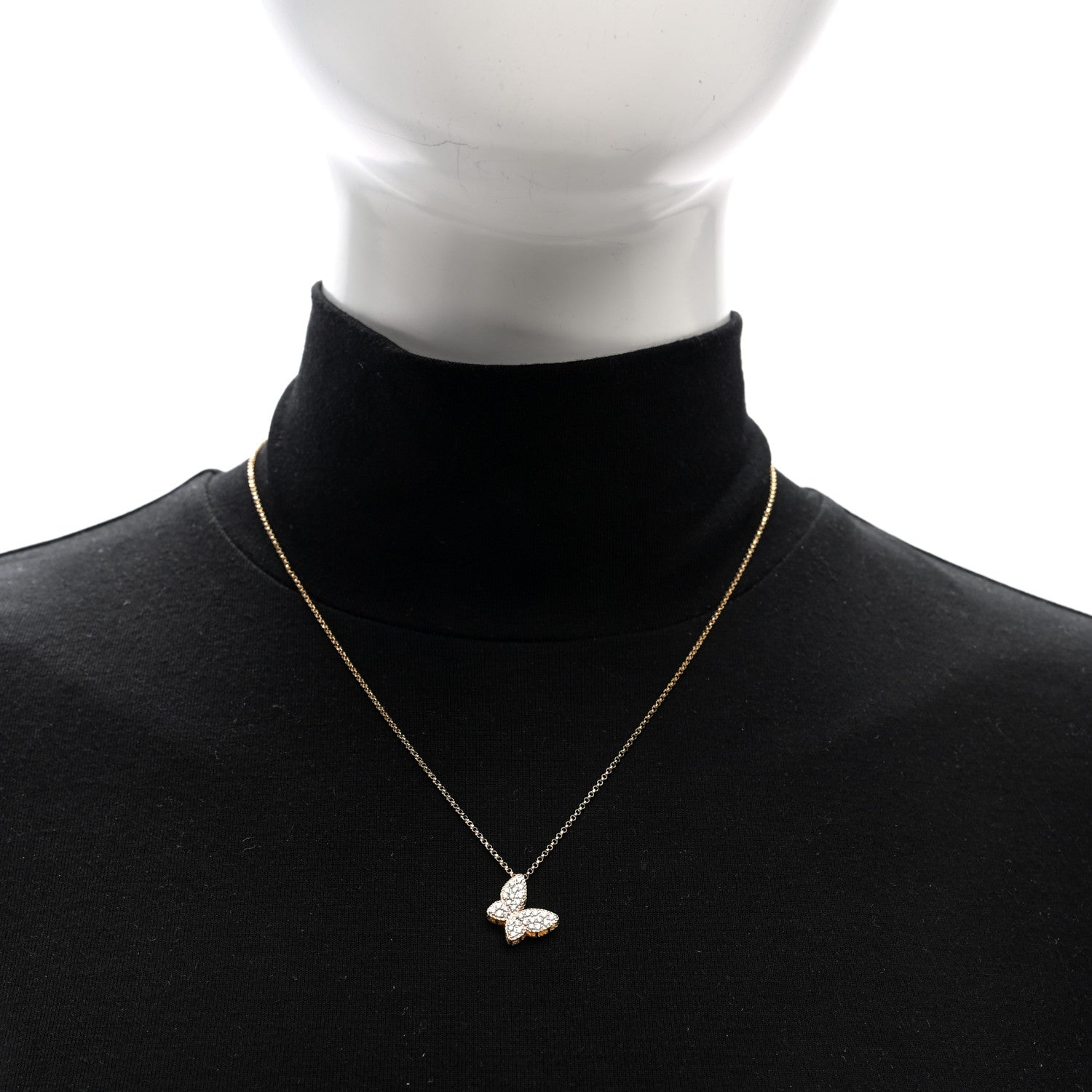 Roberto Coin 18K Yellow Gold Diamond Princess Butterfly Pendant Necklace 2 of 4