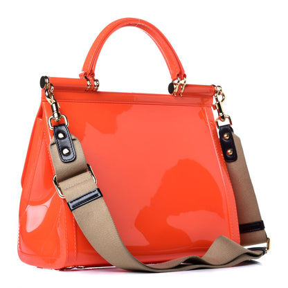 Dolce & Gabbana Rubber Semi Transparent Miss Sicily Satchel Orange 3 of 8
