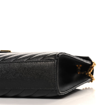Saint Laurent Grain De Poudre Matelasse Chevron Large Monogram Satchel Black 10 of 10