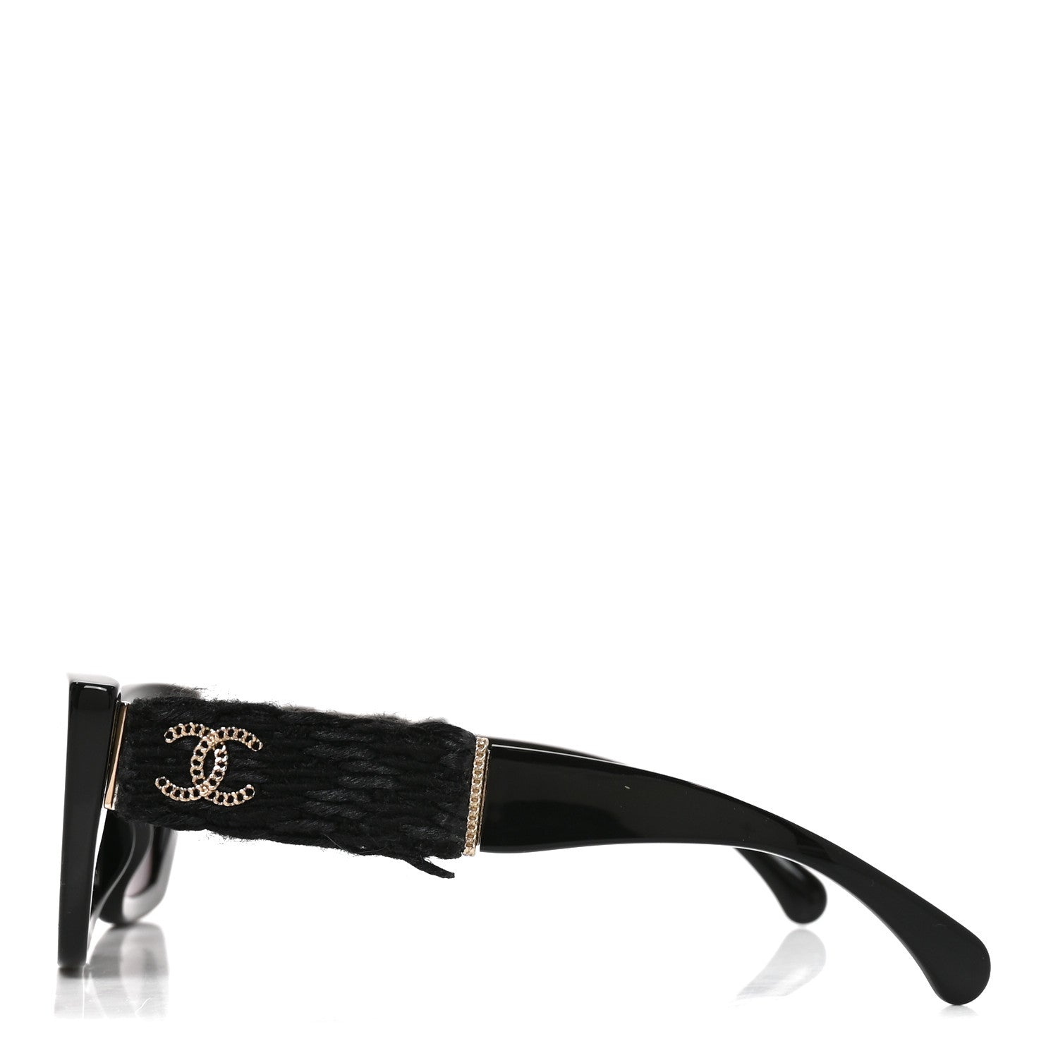 Chanel Acetate Tweed CC Cat Eye Sunglasses 71550A Black 3 of 7