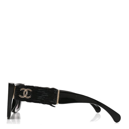 Chanel Acetate Tweed CC Cat Eye Sunglasses 71550A Black 3 of 7