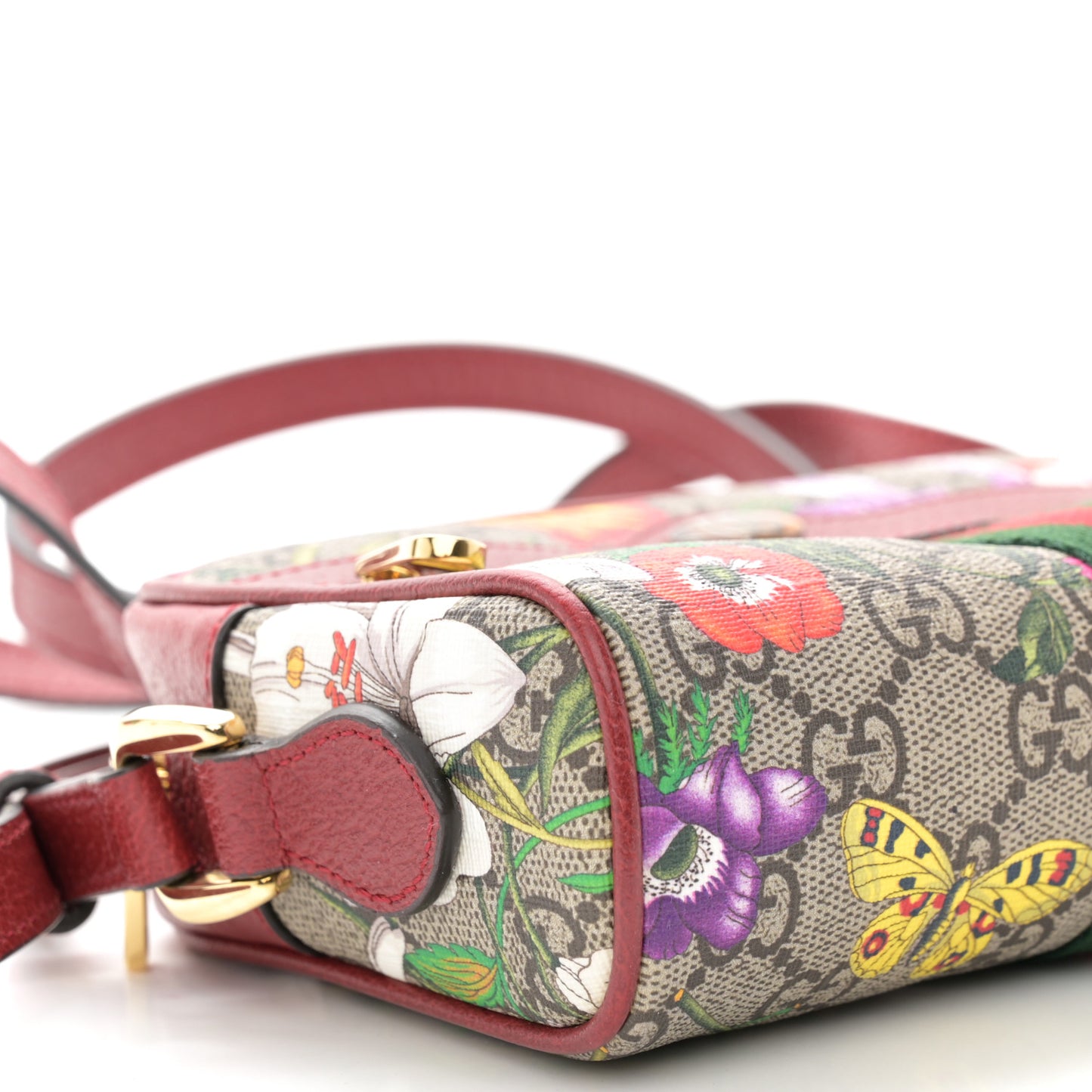 GG Supreme Monogram Flora Web Mini Ophidia Shoulder Bag Red