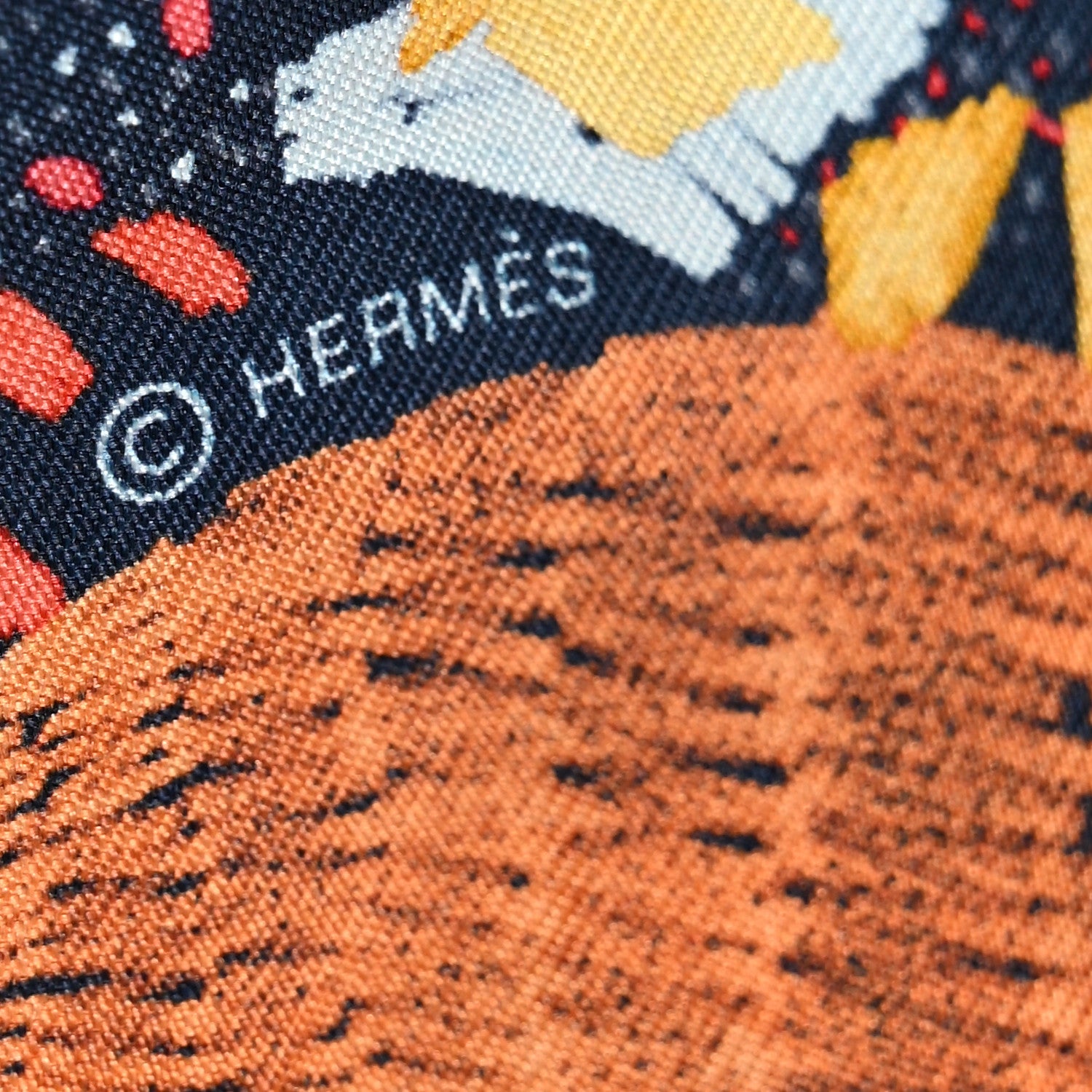 Hermes Silk Chacun Fait Son Nid Twilly Orange Marine Rouge 3 of 4