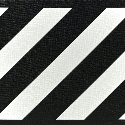 Off-White Saffiano Striped Diag Card Case Black White 7 of 9