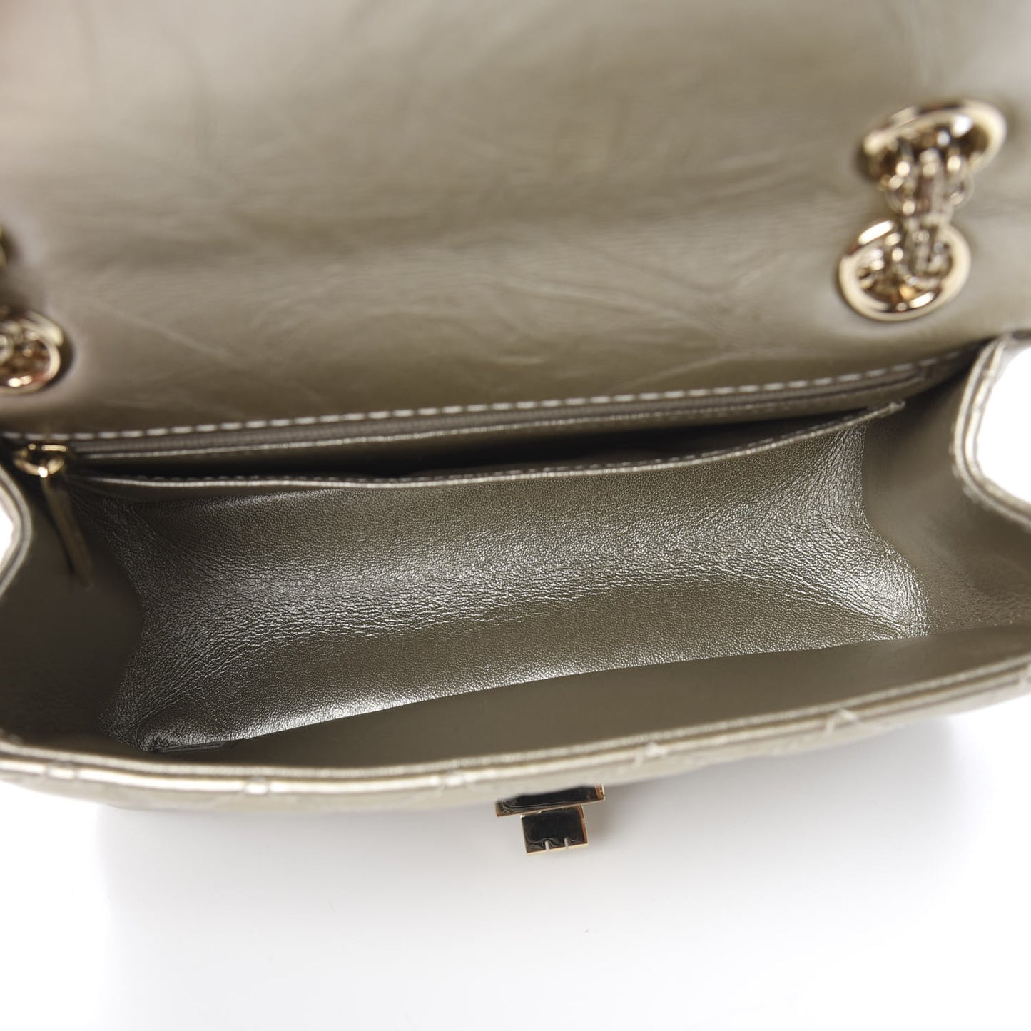 Aged Calfskin Quilted 2.55 Reissue Mini Flap Light Gold
