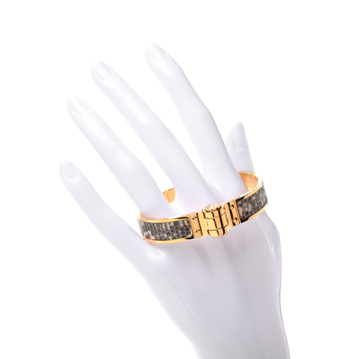 Lizard Charniere Cuir Narrow Hinged Bracelet S Ombre