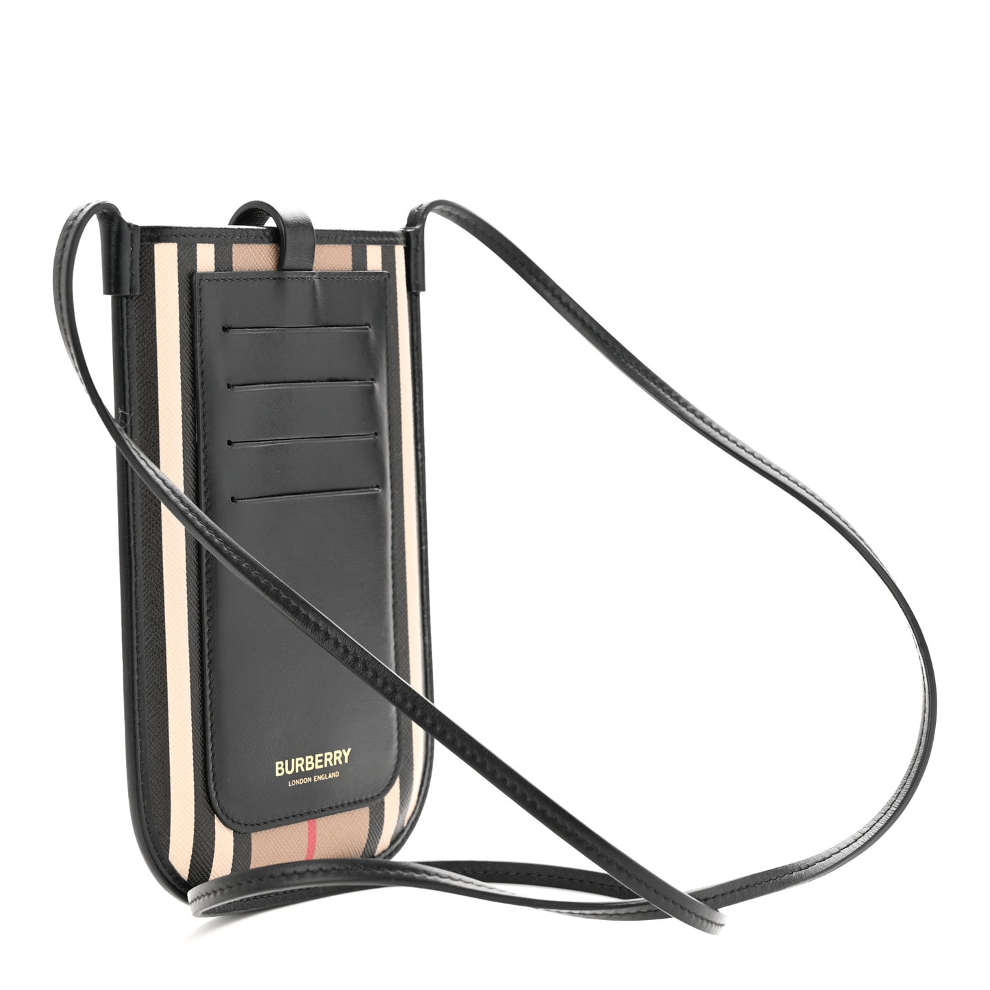E-Canvas Calfskin Icon Stripe Anne Phone Case With Strap Archive Beige