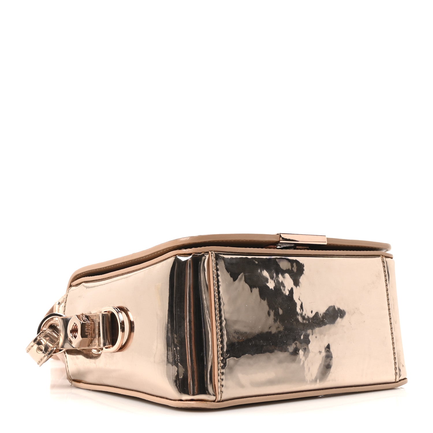 Off-White Patent Mirror Binder Clip Bag Rose Gold 4 of 9