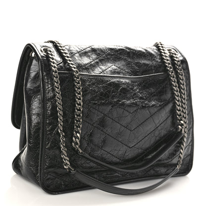 Saint Laurent Crinkled Calfskin Matelasse Monogram Large Niki Chain Satchel Black 3 of 9