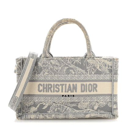 Christian Dior Canvas Embroidered Toile De Jouy Reverse Mini Book Tote With Strap Grey 1 of 14