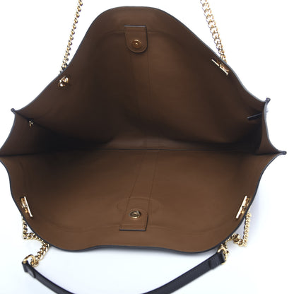 Gucci Suede Patent Maxi Rajah Chain Tote Nocciola Black 4 of 9