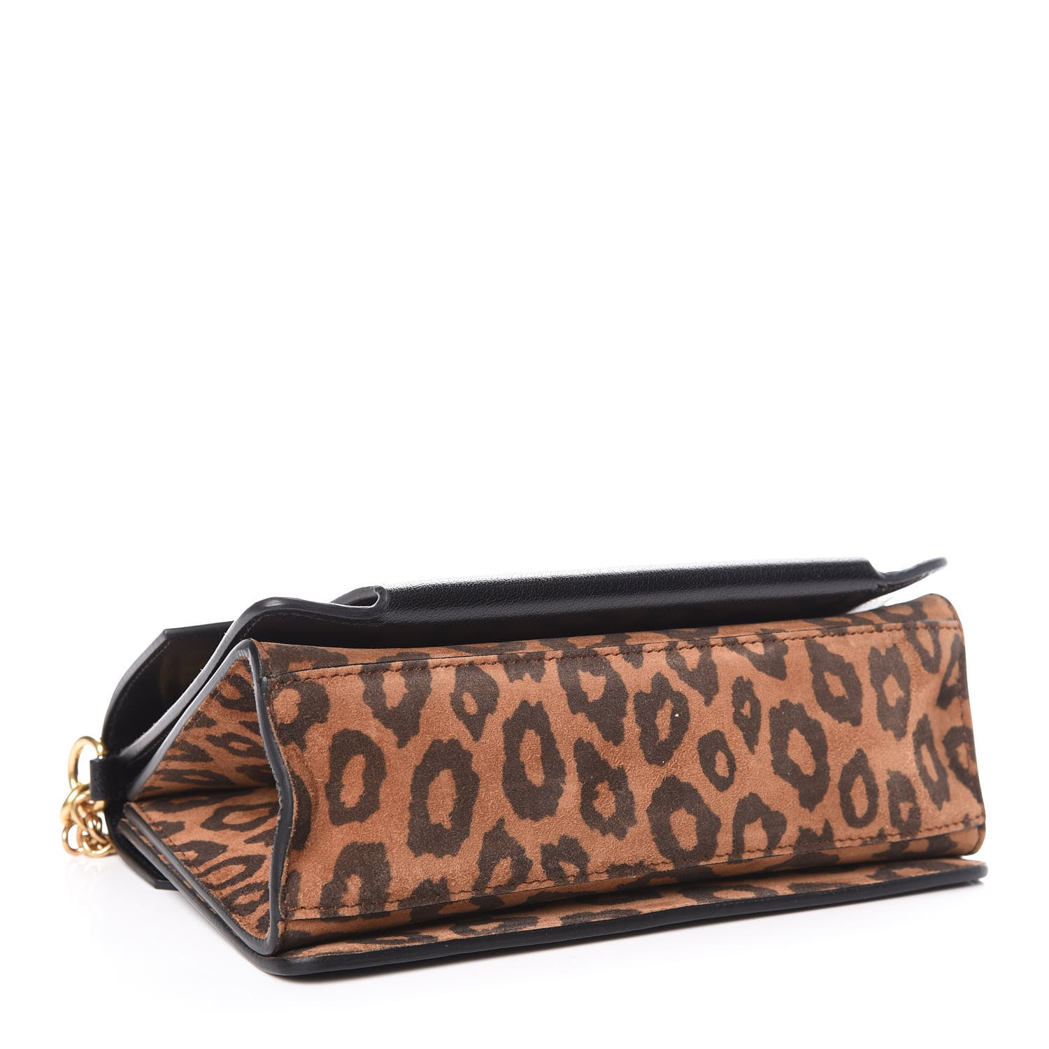 Givenchy Calfskin Suede Leopard Print Small GV3 Shoulder Bag Black Chestnut 4 of 8