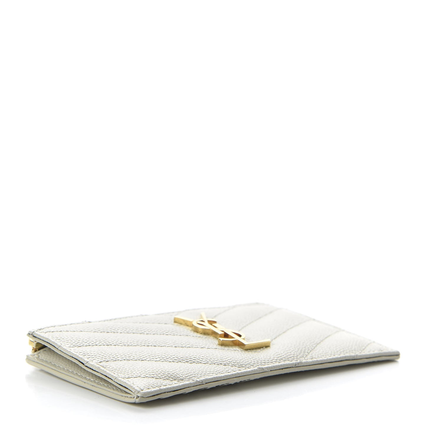 Grain De Poudre Matelasse Chevron Monogram Fragments Zippered Card Case White